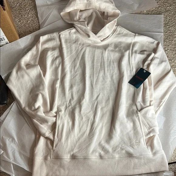 Tommy John Waffle Knit Hoodie in Pastel Parchment - Picture 2 of 13